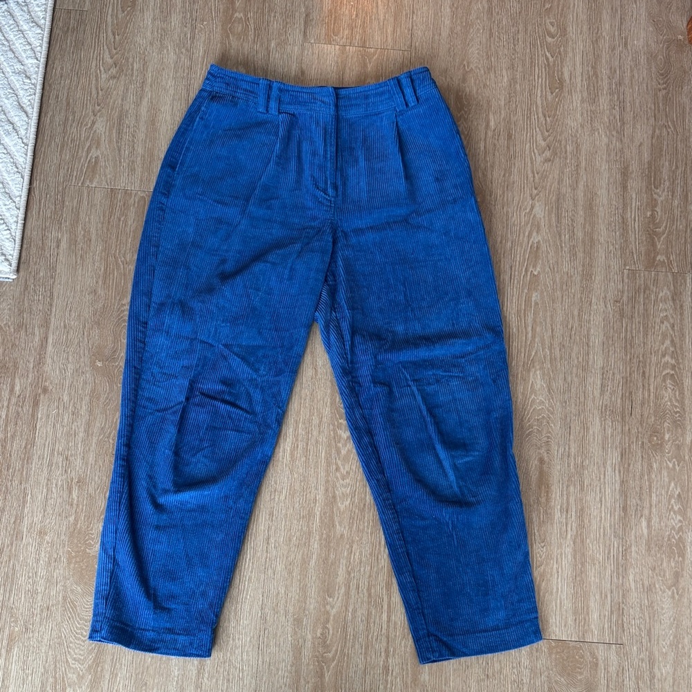 Topshop Blue Corduroy Ankle Pants